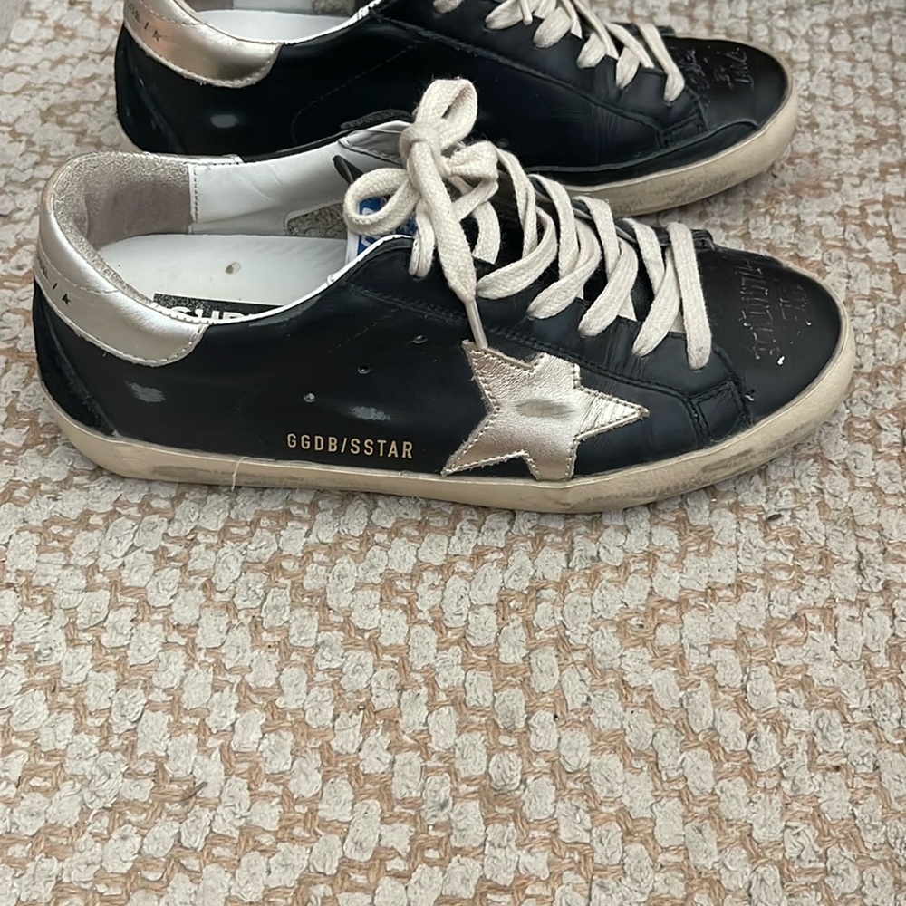 Golden Goose Black and Cream Sneakers